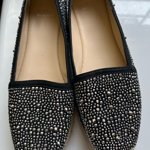 Stuart Weitzman Rockon Espadrilles Womens Designer Shoes Studded Size 8m Black - Picture 9 of 10